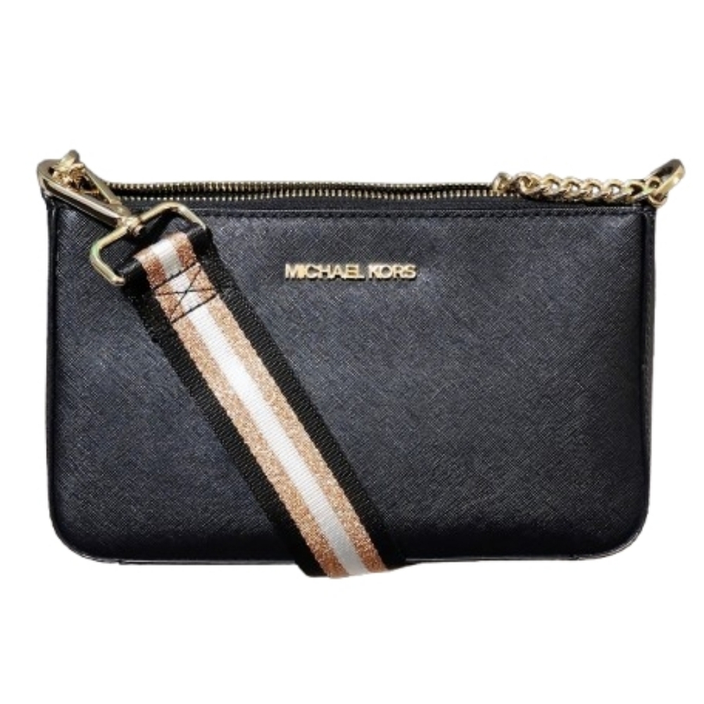 Michael Kors Jet Set Travel Medium Pouchette Crossbody Bag in Black - Picture 3 of 17